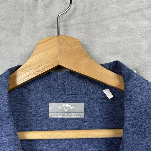 Callaway 1/4 Zip Golf Polo Shirt Men Size 2X Heathered Blue Short Sleeve Stretch - Picture 6 of 9